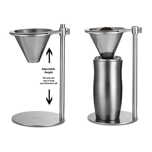 Versatile Brewing Experience: Durable304Stainless Steel Ensures Longevity, Sandblasted Surface Provides A Smooth Touch, Adjustable Height Ring 2