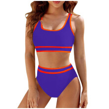 Dame højtaljede bikinisæt sporty badedragter frække højtaljede badedragter sort L