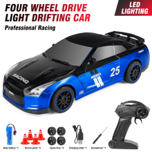 Coche teledirigido RC Drift Car para niños, escala 1:24, vehículo de carreras 4x4 con luces, ideal como regalo de Navidad o cumpleaños para niños