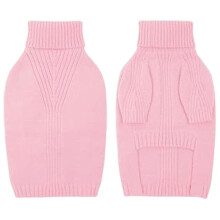Pulover termic tricotat roz XXXXXL cu guler înalt și orificiu pentru lesă – ținută elastică pentru vreme rece, potrivită pentru câini de