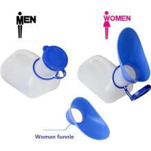 Portable Unisex Urinal with Sealed Lid & Funnel – for Men, Women, Elderly, Kids, Patients – Camping/Travel – Compatible with Standard Bottles