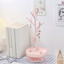 Soporte organizador de joyas: árbol para collares, torre para exhibir pendientes, estante para guardar collares y pulseras largas para