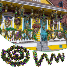 Guirnalda de coronas de carnaval, decoraciones metálicas para fiestas con oropel brillante para interiores y exteriores, festivales, Mardi Gras y