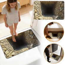 Tapis d'illusion d'optique, tapis de sol antidérapant 3D effet abîme, lavable et antidérapant pour salon, couloir, entrée, salle de bain –