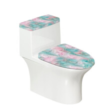 Toiletbrilhoes met marmerpatroon, polyester, 2 stuks
