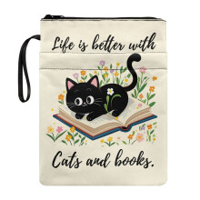 Protège-livres en polyester à motif chat et marguerite, idéal pour les amis amoureux des livres, compatible avec les cahiers à couverture rigide,