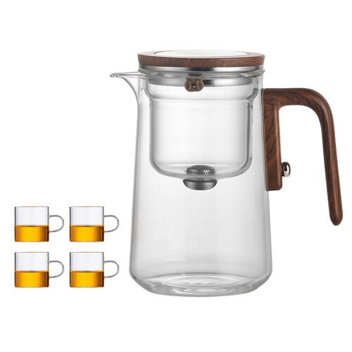 Μαγνητική τσαγιέρα 800ml με σουρωτήρι & 4 φλιτζάνια – Μαγεμένη γυάλινη τσαγιέρα για 1