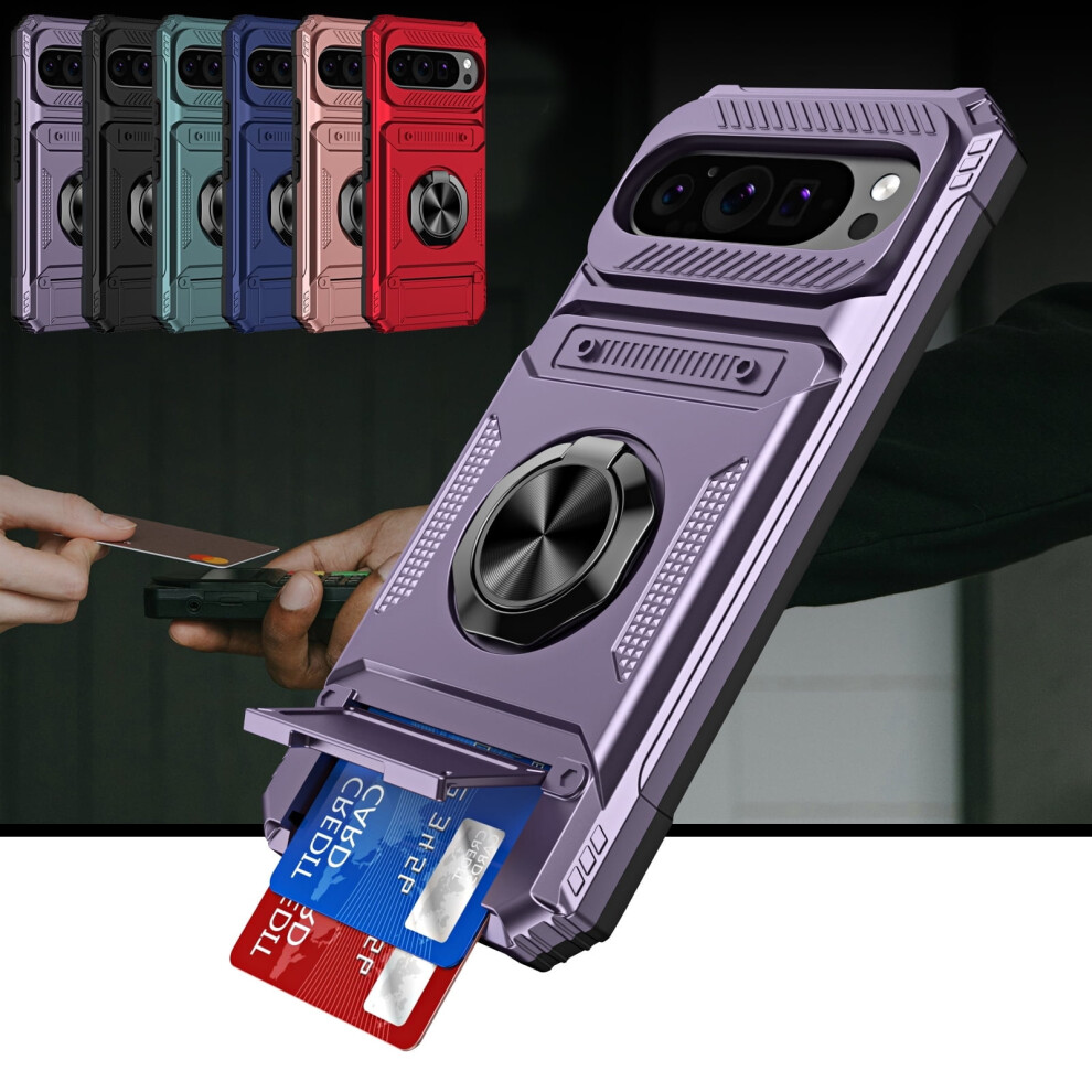 Shieldplus Rugged Case For Google Pixel 9 Pro Xl Â Shockproof, Finger Ring Holder, Kickstand, Magnetic Car Mount Compatible, Purple 9450273063928