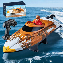 2.4G High-Speed Remote Control Boat – Rechargeable Self-Righting Speedboat (Orange, Two Spare Battery)