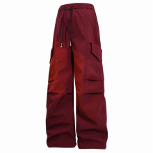 Calça cargo vermelha para homens altos e de porte grande, tamanho 5XL, em poliéster macio.