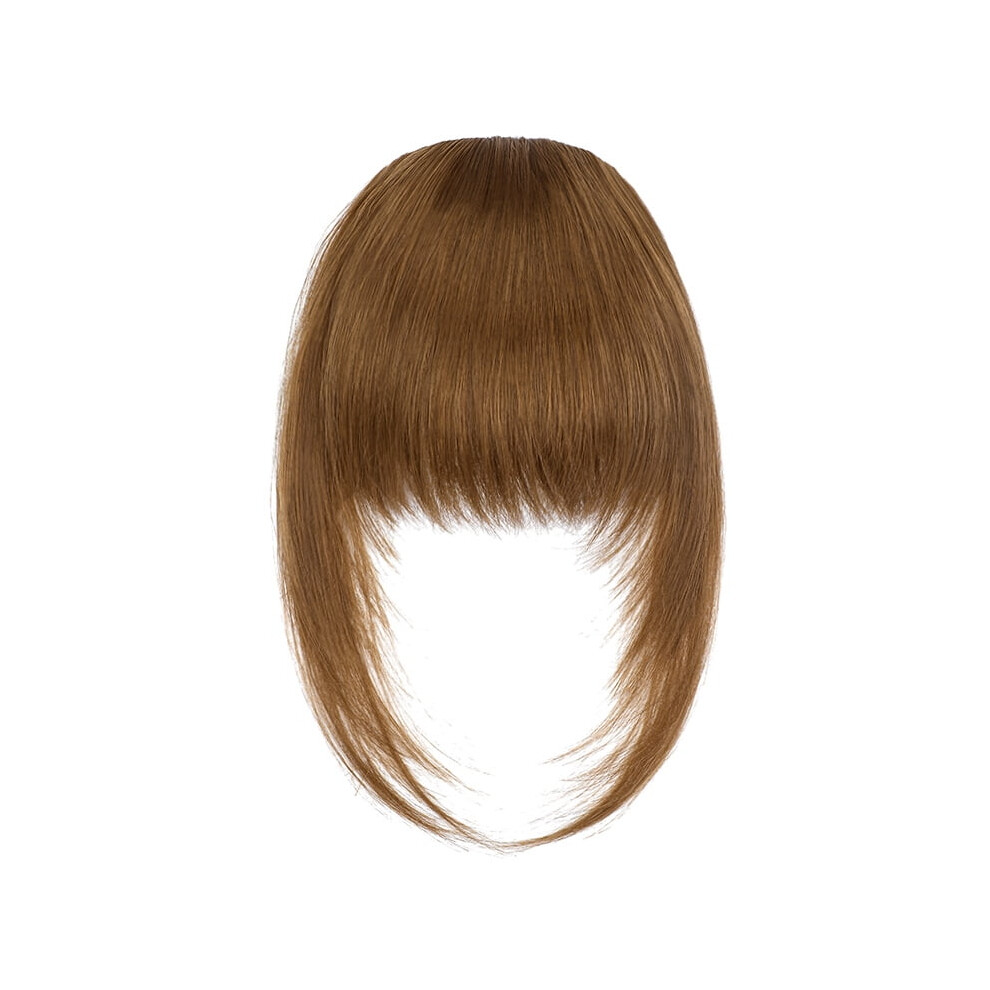 Unisex Brown Light Synthetic Clip-On French Bangs With Temple Clips, Thick Fringe Hairpieces Â Compatible With All Hair Types