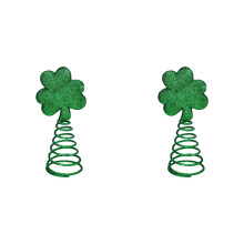Green Glitter Shamrock Tree Topper 6 inch 2 pcs
