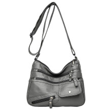 Vintage blød PU-læder crossbody-taske med én skulder