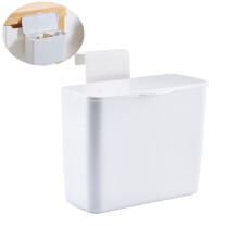 Boîte de rangement cosmétique suspendue de bureau, récipient en plastique blanc avec couvercle pour divers articles