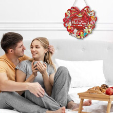 Décoration murale printanière « Bienvenue à la Saint-Valentin » avec couronne de cœurs rouges, idéale pour un mariage, une fête, une fenêtre