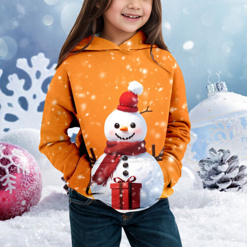 Mädchen Weihnachts-Hoodie Langarm Modisches Oberteil 1