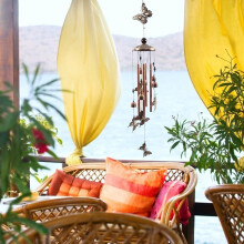 Butterfly Wrought Iron Wind Chimes, Yellow, Indoor & Outdoor Decor