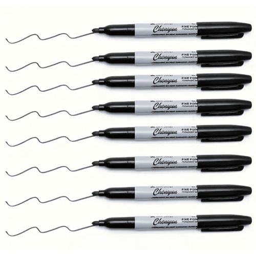 10 X Black Marker Pens Fine Bullet Tip Permanent Markers 2