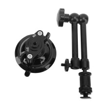 Suport ventuză rezistent cu braț de 11 inci, design robust, rotație la 360 pentru accesorii cu bilă de dimensiunea B, ventuză cu orificiu
