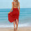 Women's Spaghetti Strap Wrap Dress Lightweight Beach 5