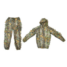 Lightweight Concealment Ghillie Suit, Zip-up Design Hooded Hunting Suit with Leafy Camo, Adjustable Straps for Outdoor Camouflage Activities, Forest
