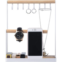 Rangement à bijoux entièrement assemblé, porte-bijoux multifonctionnel au design élégant, idéal pour les commodes ou les comptoirs de salle de
