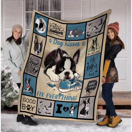 Αναστρέψιμη κουβέρτα για σκύλους Boston Terrier – Άνετη φανελένια κουβέρτα για 1