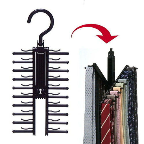 20Rows Multifunction Tie Rack with Non Slip Clips360Degree Rotation Tie Rack