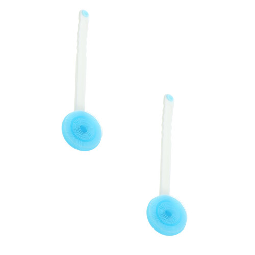 2Pcs Bathing Shower Brush Sky Blue Silicone 360 Degree Rotatable Head
