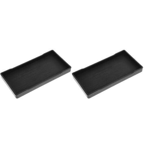 2Pcs Melamine Bathroom Countertop Tray Black Organizer