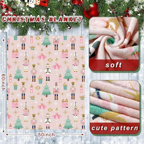 Pink Nutcracker Christmas Throw Blanket 50x60 in 2