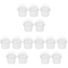 15Pcs Small Clear Plastic Buckets with Lid Handle for Food Storage