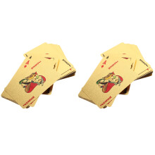2Ensembles Cartes De Jeu Poker Dorées En Plastique, Cadeau Idéal Fête