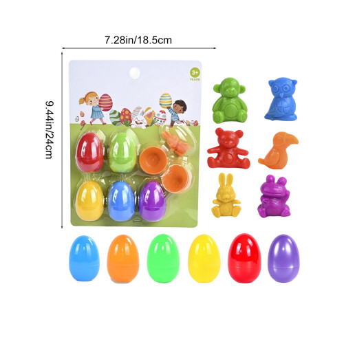 Set de jucării cu ouă de Paște, din plastic, cu tematică animală, 6 bucăți 1