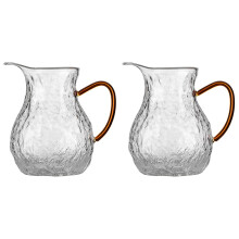 2Pcs Thickened Glass Tea Pot with Handle for Gongfu Tea Brewing Clear
