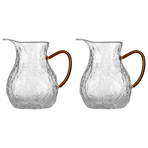 2Pcs Thickened Glass Tea Pot with Handle for Gongfu Tea Brewing Clear
