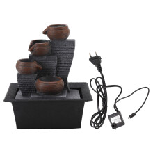 Home Office Decor Indoor Tabletop Fountain Waterfall Fountain With Poly Resin Construction Quiet Submersible Pump LED Lights Desktop Fountain For