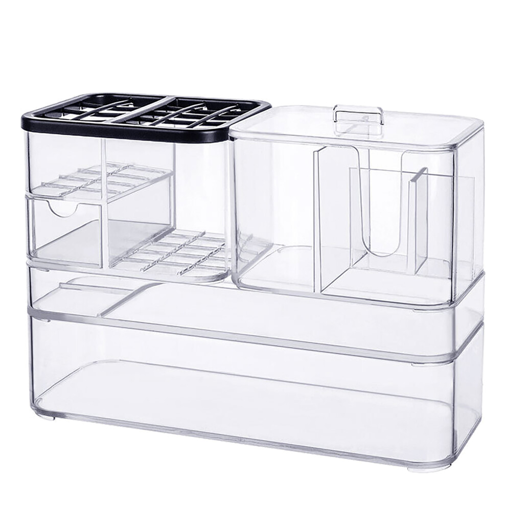 Stackable Clear Cosmetic Storage Box With Grid Compartments 9058772720528