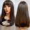 Long Black Wig with Bangs, Glueless Cap, 26 Inch 3