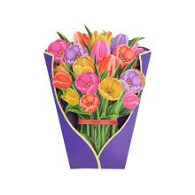 Gifts For All Occasions Pop Up Cards Beautiful3D Tulip Flower Bouquet Greeting Card Versatile Forever Flowers Present For Mother'S Day Valentine'S