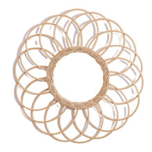 Boho Sunflower Wicker Mirror In Radiant Sun Design Rust Resistant High Definition Surface Natural Rattan Wall Art For Modern Homes