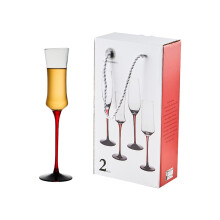 Dishwasher Safe Stemware Elegant Champagne Glasses Set Modern Red Stem Glassware Luxurious Gift Boxed Drinkware100% Lead-Free Crystal Flutes for
