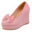 Willtoo Women's Bow Platform Wedge High Heels Ankle Strap Pumps Pink 2