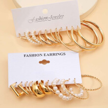 Metal Fried Dough Twists Chain Earrings Set