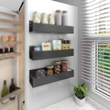Magnetic Refrigerator Storage Rack, No-Drill Spice & Kitchenware Organizer, Side-Hanging for Condiments/Utensils/Towels, Fridge Mount, Black