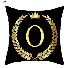 Housse de coussin décorative, douce pour la peau et lavable, noire et dorée, pour la maison
