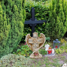 Angel Wings Embracing Cross and Calla Lily Garden Statue Memorial Statue