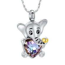 Elephant Urn Necklace Cremation Jewelry for Ashes Crystal Memorial Pendant Human Pet Ash Holder Keepsake Gift