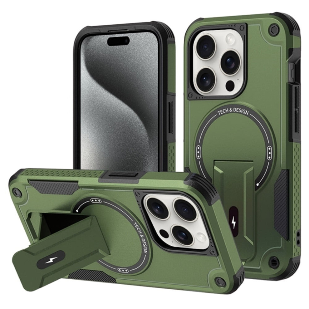 Iphone 15 Pro Max 6.7" Case Â Magsafe Compatible, Military-Grade Shockproof Tpu With Invisible Stand, Green 9496895262929