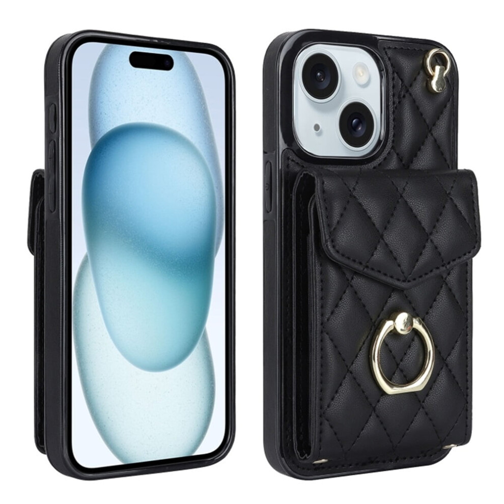 Pu Leather Wallet Case For Iphone 15 Plus Black 971050336268